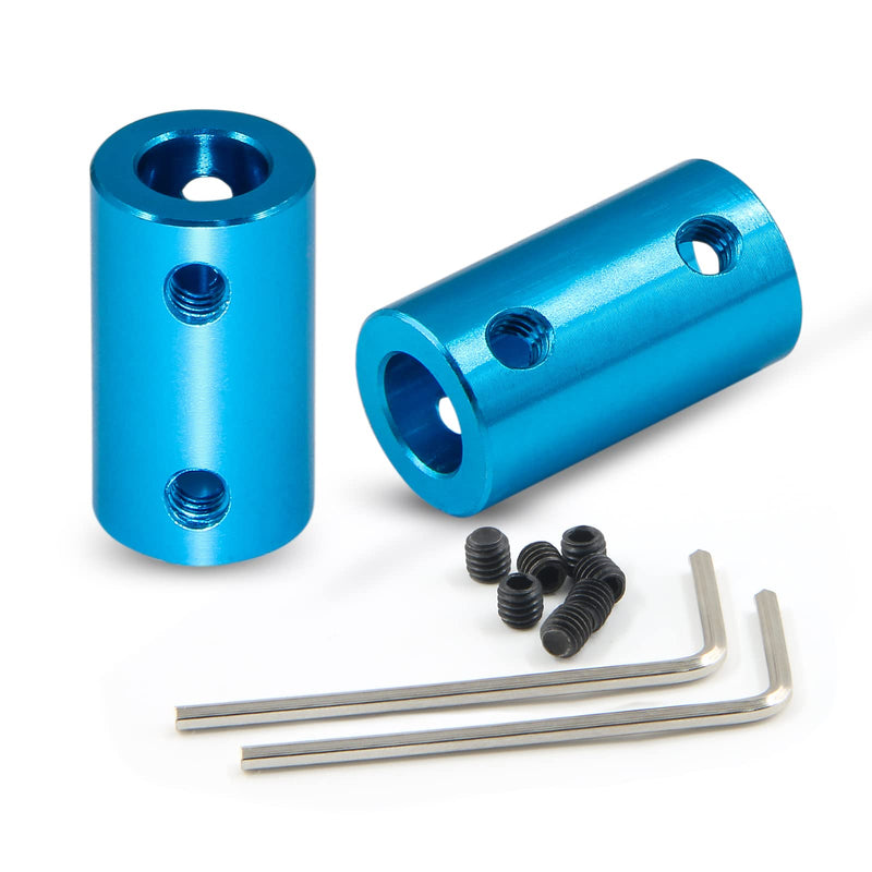 2 PCS Bore Rigid Coupling Set,Motor Coupler Connector,Aluminum Alloy Stepper,8mm Shaft Coupler Connector,Flexible Shaft Coupling(Light Blue) 8 mm