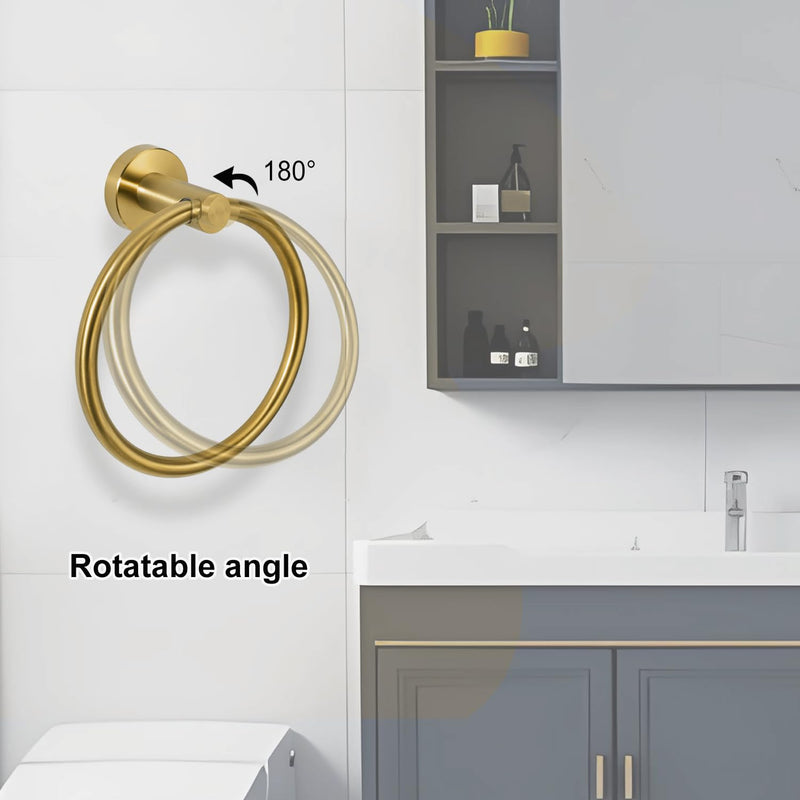 2 Pack #304 Stainless Steel Towel Ring,Round Design,Brushed Gold Color Brushed Gold 6.9 Inches 2