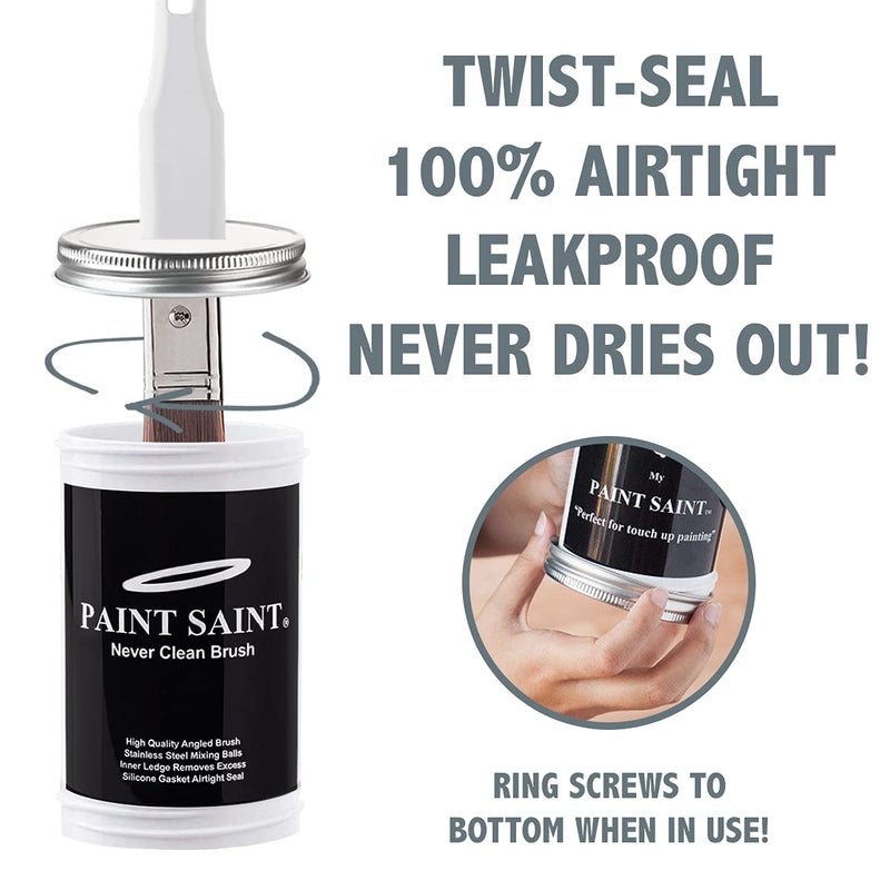 Paint Saint - Touch Up Paint Container with Brush Attached to Lid, Airtight Container, Ideal for Quick Touch Up’s & Storing Leftover Paint - Use Water Based Paint Only (1 Count) 1 Count (Pack of 1)