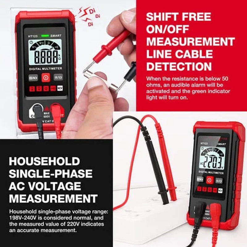 Ht Automatic Digital Multimeter,Tm-510 4000 Counts Smart Digital Multimeter,Digital Display Intelligent Multimeter,Voltage Tester with Non-Contact Voltage Function (1 PCS) 1 PCS