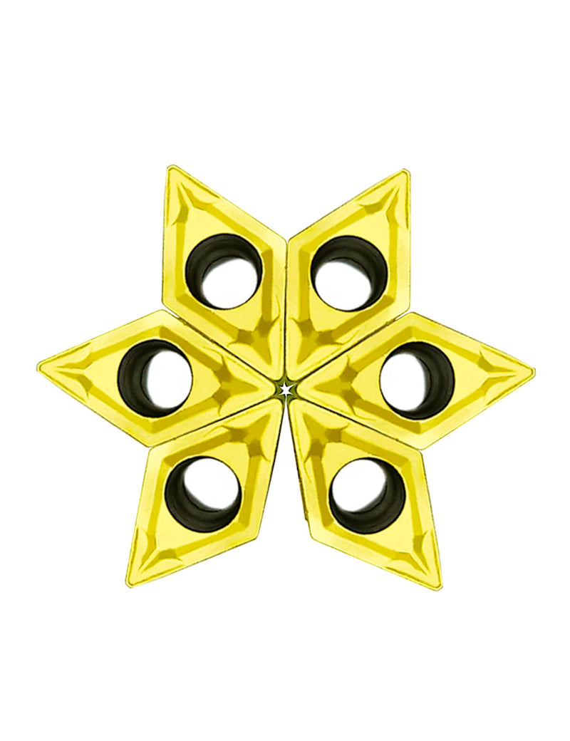 Carbide Inserts for Lathe Tool Holder - 10PCS DCMT21.51 Indexable Solid Carbide Turning Insert Blade 20PCS DCMT070204 yellow