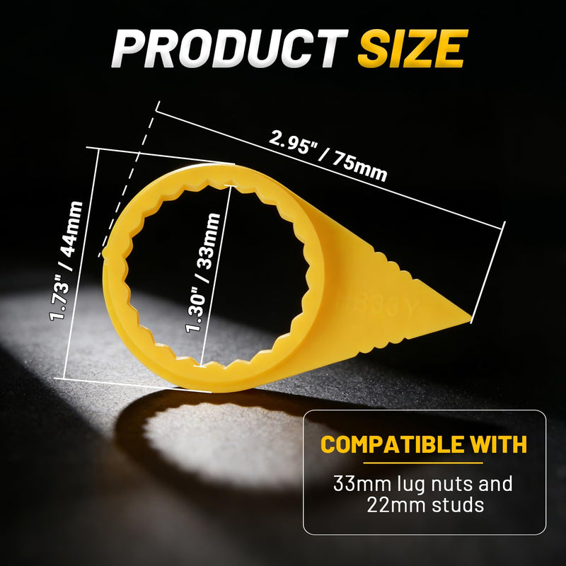 200 Pcs Lug Nut Indicators 33mm, Loose Wheel Nut Check Point Indicators, Yellow High Visibility Wheel Check for Semi Trucks, Trailers