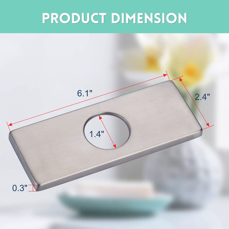 6 Inch Faucet Deck Plate for Bathroom Sink 1 Hole or 3 Hole 4 Inch Centerset Basin, Brushed Nickel Escutcheon Faucet Plate, Stainless Steel Faucet Hole Cover