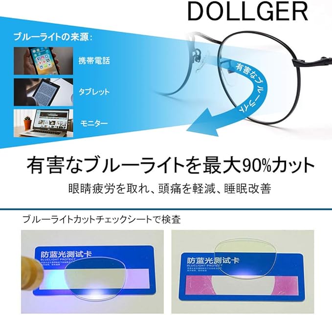 Dollger Blue Light Blocking Glasses, Computer Glasses, Blue Light Reduction, Round Glasses, 0.5 oz (15 g), Ultra Lightweight, Transparent Lenses, Round, Unisex - NewNest Australia