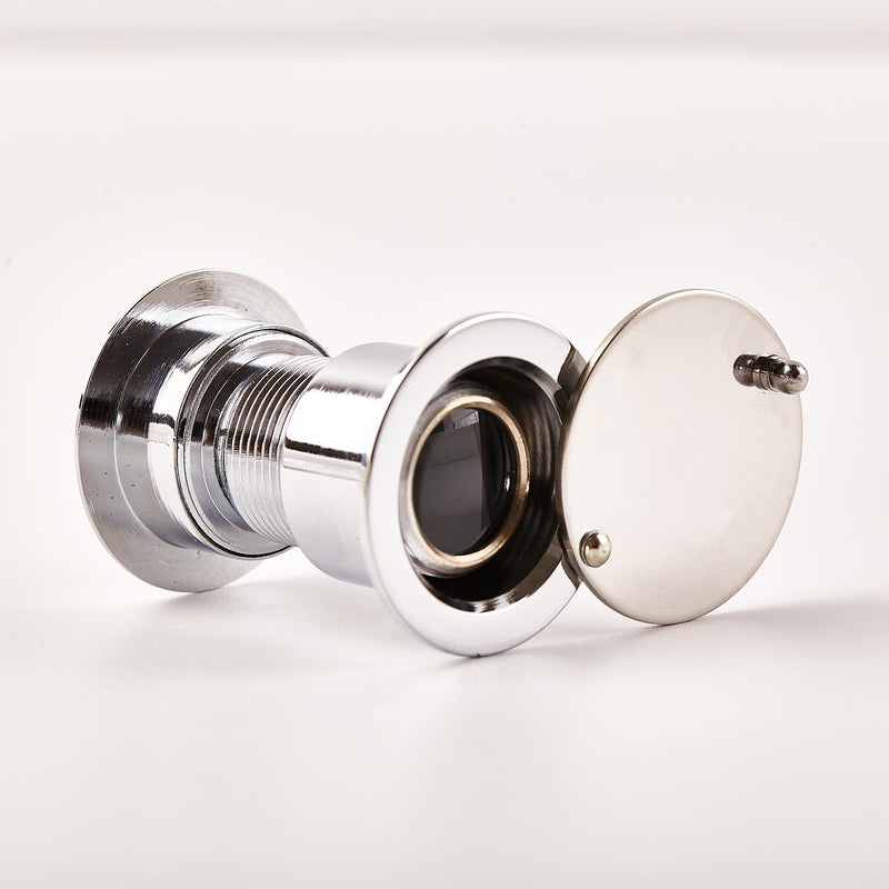 Safety Security One Way Front Door Viewer with 220 Degree Angle, Heavy Duty Peephole Made by Brass with Privacy Cover, Chrome, Pack of 1 1 Pack