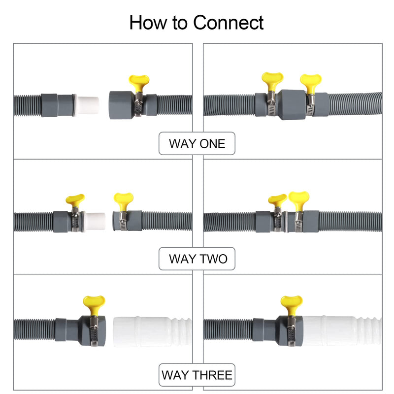 Universal Washing Machine Drain Hose Extension Kit Includes 23FT Corrugated and Flexible Washing Machine Drain Hose Replacement, U-Bend Hose Holder, Extension Adapter and 4 Pieces Clamps (23) 23 Feet