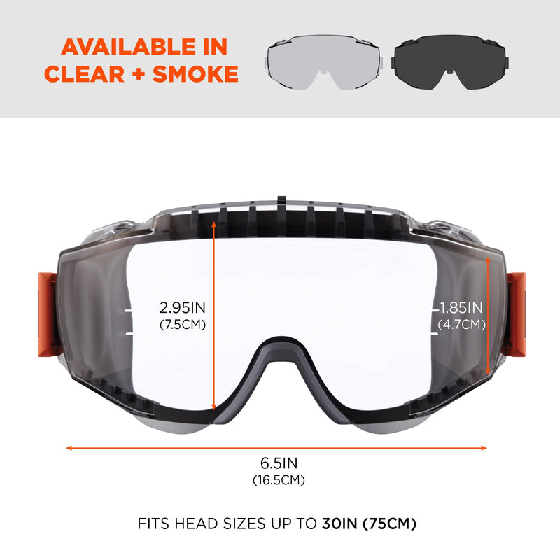 Ergodyne Skullerz Modi Protective OTG Safety Goggle, Indirect Venting, Anti Fog, Scratch Resistant Full Field of Vision and Over-the-glasses Design Clear Lens