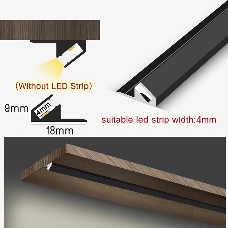 5Pack Surface Mounted LED Linear Aluminum Profile, 45 Degree Led Bars Invisible Oblique Beam Lamp Bookcase Layer Shelf Led Channel Kitchen Closet Hidden Lighting(50cm, Gray) 50CM