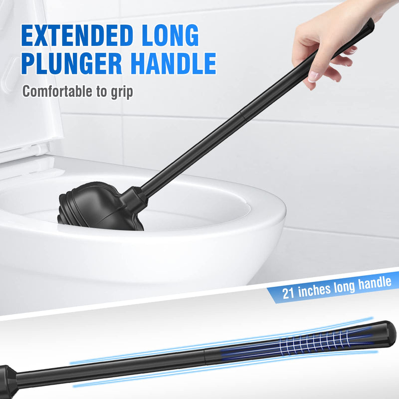 uptronic 2 Pack Toilet Plunger with Holder, Unique Plunger with All-Angle Design, Plungers for Bathroom with Holder, Toilet Plunger Heavy Duty-Black Black - NewNest Australia