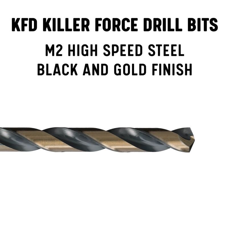 Drill America - KFD1/8P12 1/8" High Speed Steel Black & Gold KFD Split Point Drill Bit (Pack of 12), KFD Series 1/8 in