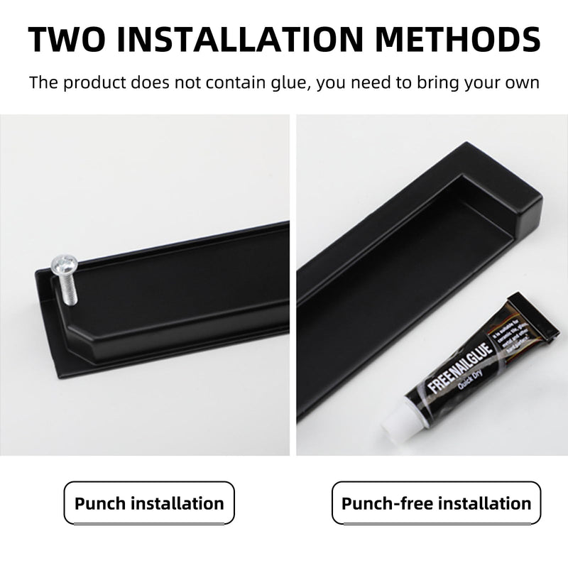 Recessed Cabinet Handle, Flush Cabinet Pulls, Zinc Alloy Recessed Finger Pull, Suitable for Kitchen Cabinets, Drawers, and Wardrobes. (2, Black, 6.3 inch) Hole Center:6.3 in 2