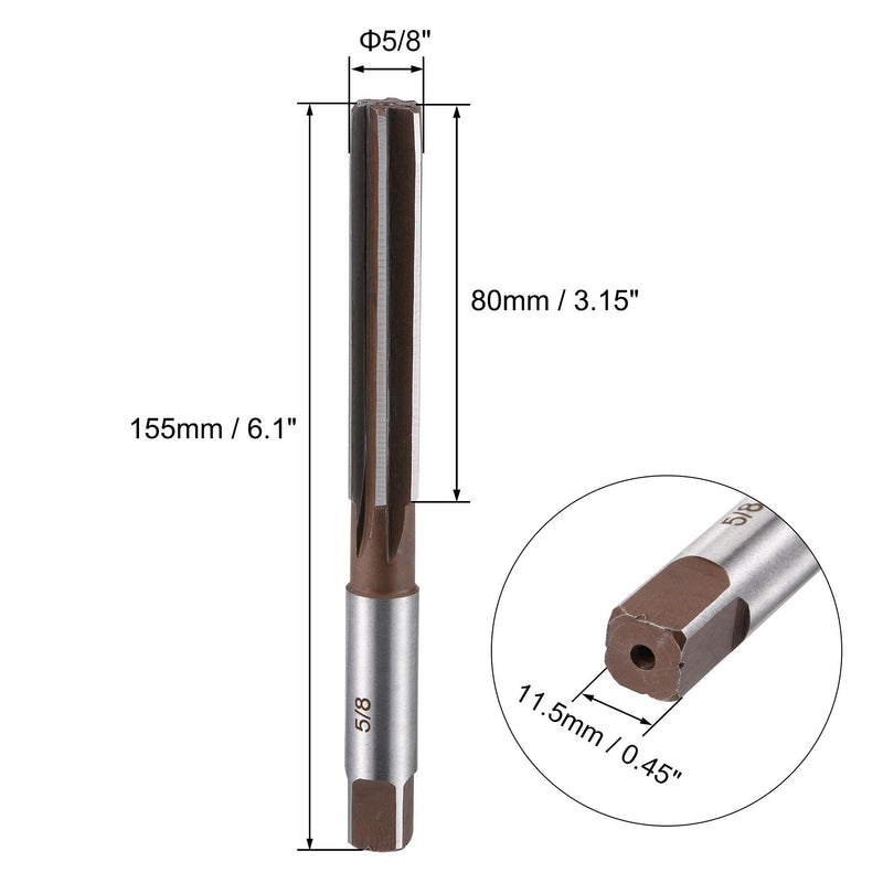 uxcell 5/8" Hand Reamer H8 Accuracy Alloy Tool Steel 6 Flutes Straight Shank Milling Cutter Tool 5/8"