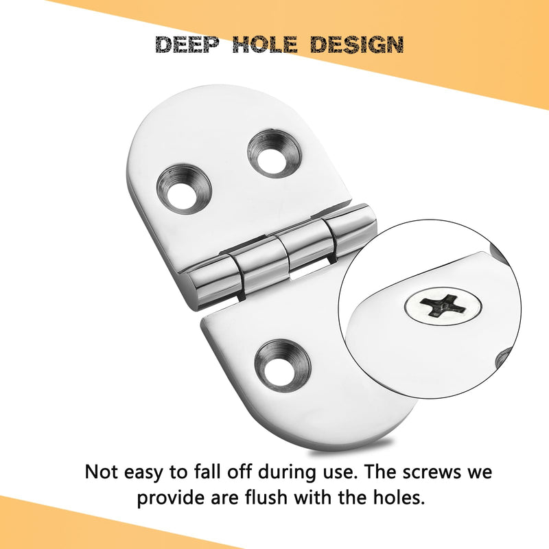 Heavy Duty Marine Boat Hatch Hinges, 316 Stainless Steel, 3 x 1.5-Inch Oval Hinges for Cabinet Doors with Screws (2-Pack)