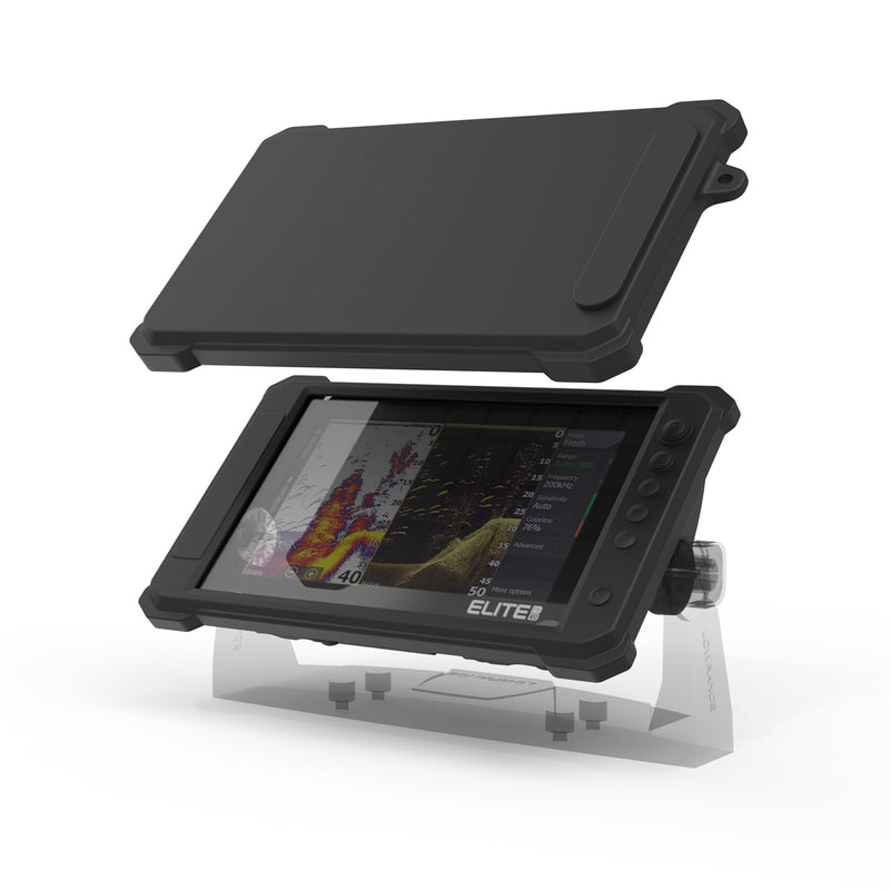 Fish Finder Protective Silicone Skin Cover Compatible with Lowrance Elite FS 9, Black Silicone Cover with Installation Case