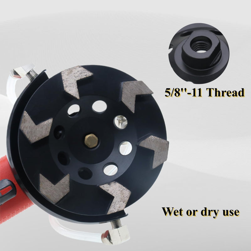 High Performance Diamond Grinding Cup Wheel, 5’’ Aggressive Arrow Segment Grinding Wheel for Concrete Thin Epoxy Coating Removal, 5/8"-11 Arbor, 30/40 Grit, 6 Segments 5''