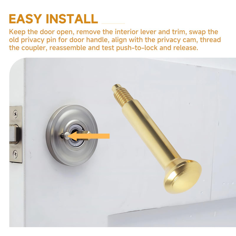5513.0030 Privacy Pin Compatible with Baldwin Estate Door Handle | Suitable for Baldwin Estate lever privacy latch; lifetime polished brass threaded push pin with coupler door lock replacement