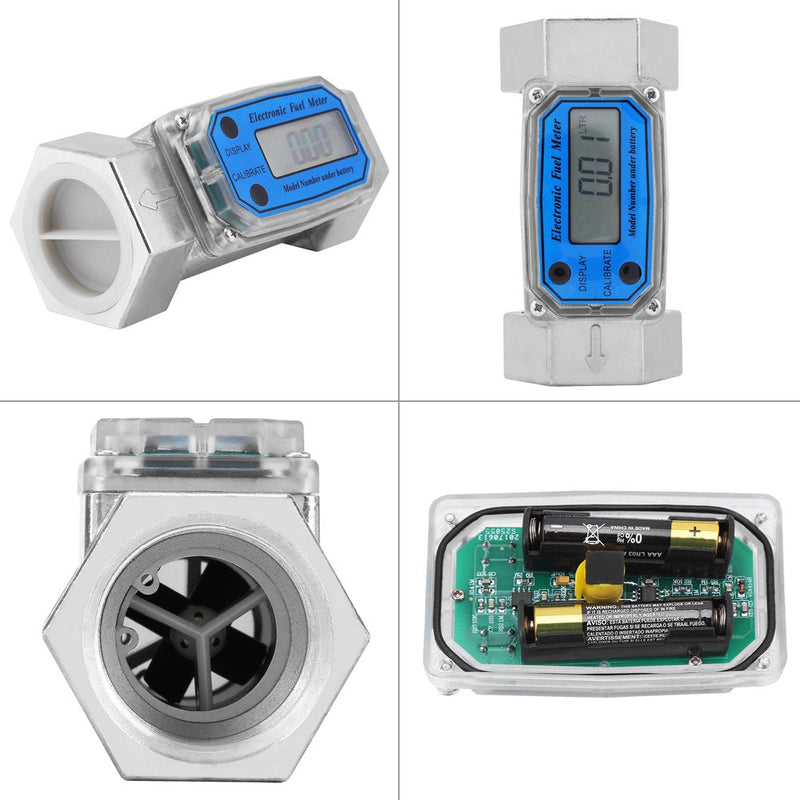 Turbine Meter 15-120L/min 1.5inch NPT Digital Meter HD Displays Water Meter Oil Fuel Gasoline Meter Blue