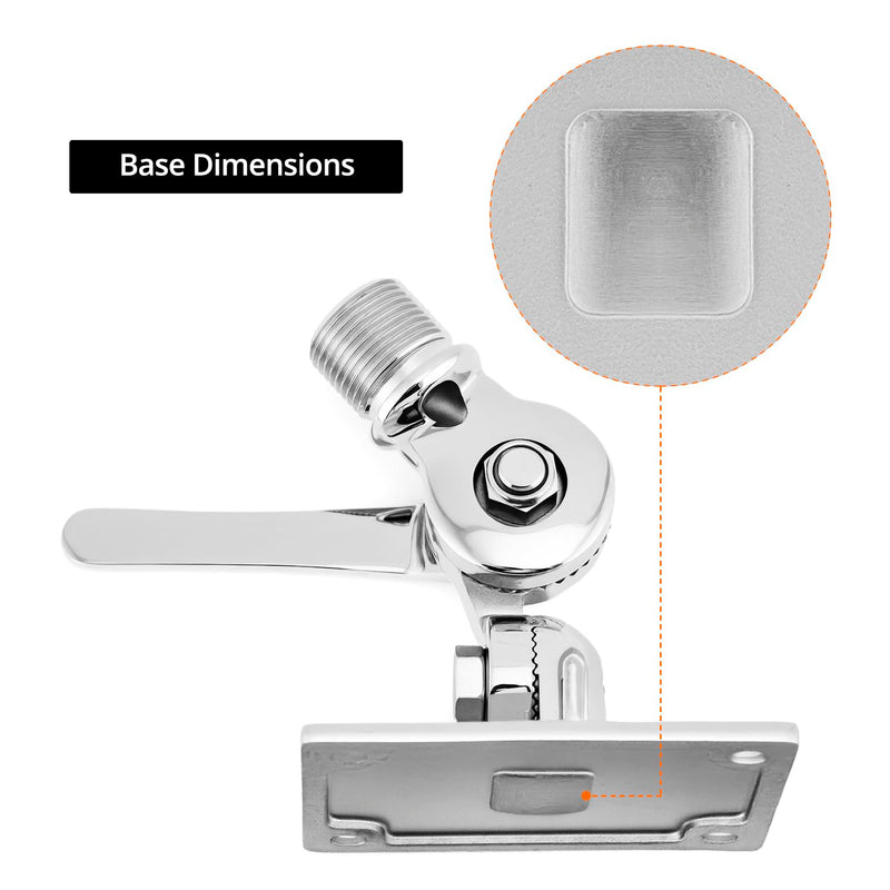 QWORK 316 Stainless Steel Adjustable Ratchet Mount - Marine Grade, Rust-Proof, Highly Polished Finish Base Mount for Boat