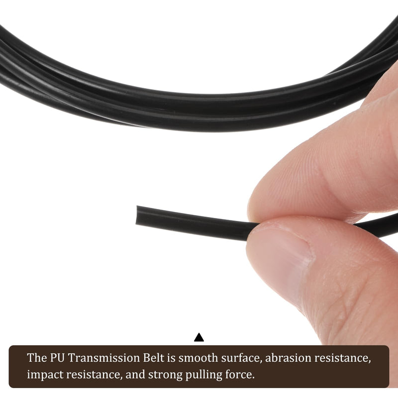 High-Performance Urethane Round Belting - [3.3ft(1m) Length x 4mm Diameter] PU Transmission Belt Polyurethane Belt for Drive Transmission Use, Black 1 M x 4 mm