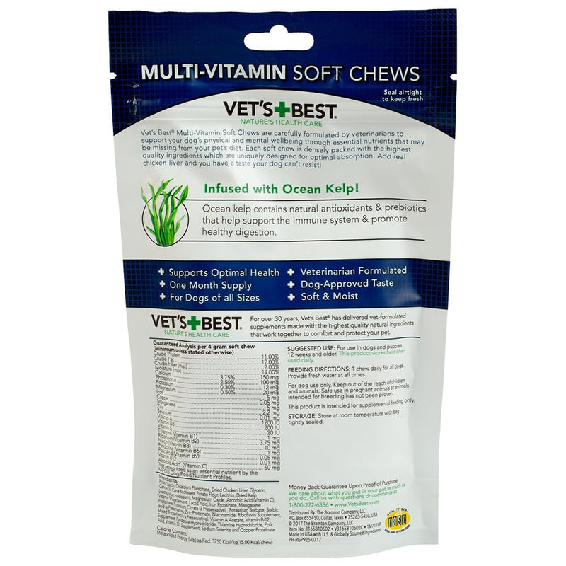Vet's Best Multi-Vitamin Soft Chew Dog Supplements | Vitamins for Dogs | Supports Dogs Physical and Mental Health | 30 Day Supply - PawsPlanet Australia