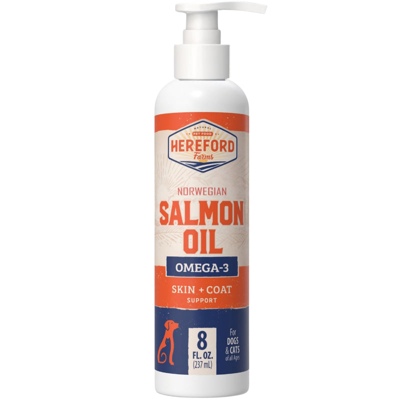 Salmon Oil for Dogs and Cats, Fish Oil for Skin and Coat Health, Omega-3 EPA & DHA Liquid Supplement (8 oz.) 8 oz.