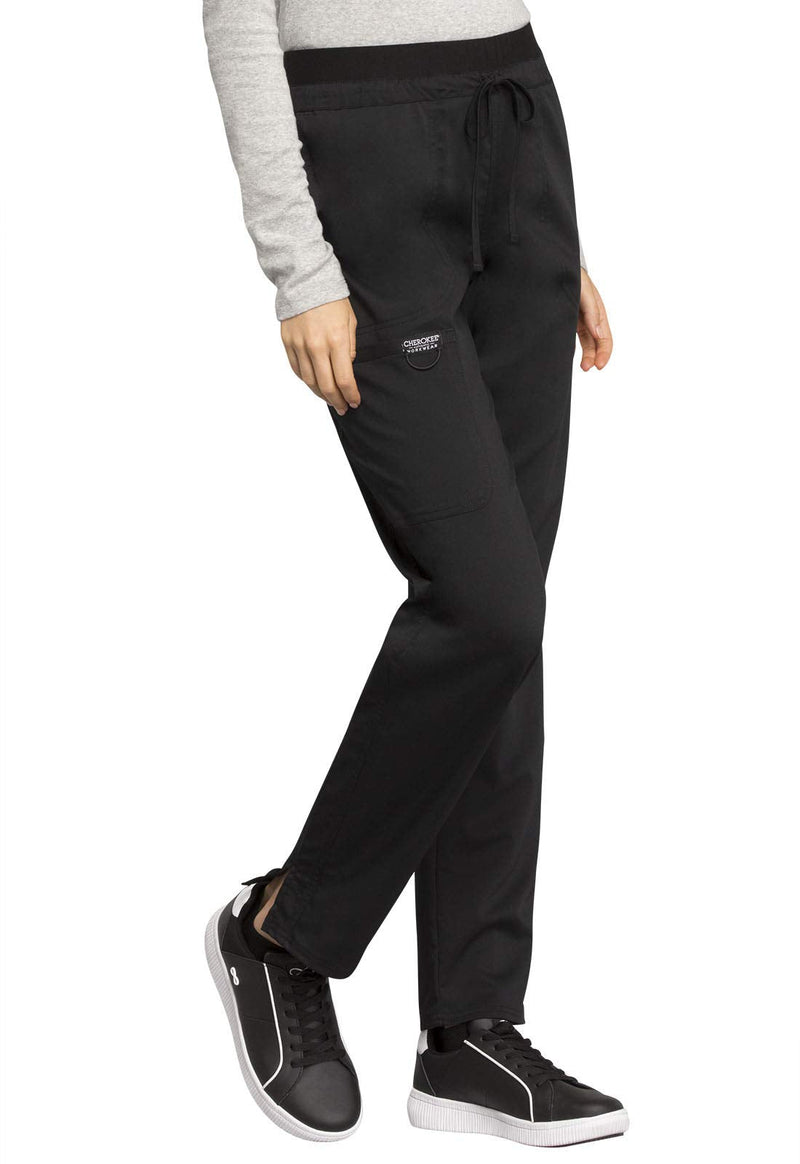 Scrubs for Women Workwear Revolution, Drawstring Cargo Pants Soft Stretch WW105 Medium Black