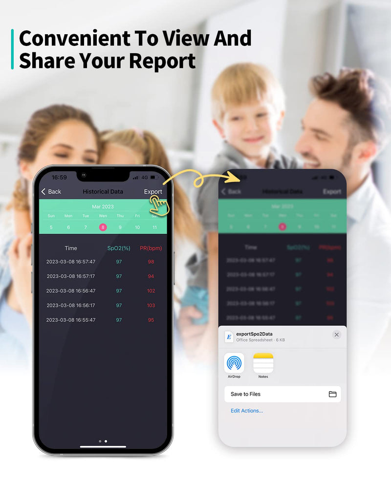 Pulse Oximeter Blood Oxygen Monitor Fingertip HealthTree Bluetooth Pulse Ox with Free APP, O2 Pulse Oximeter Finger and Heart Rate Monitor Black