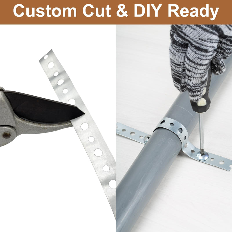 Galvanized Metal Pipe Strap 3/4-Inch x 10-Feet 27-Gauge for Pipe Support Hanging and Flexible Trimming with Holes, 2 Pack 10FT 2PACK