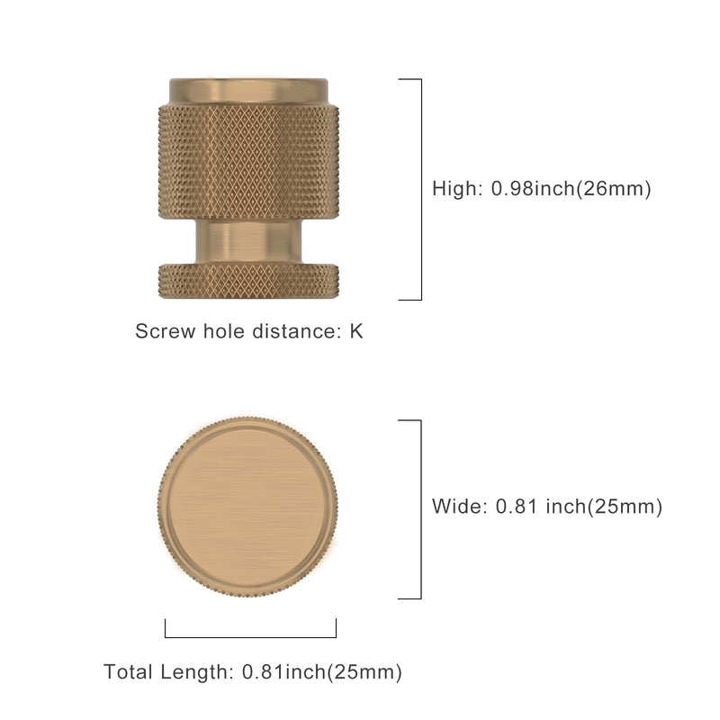 10 Pack Single Hole Center Champagne Bronze Kitchen Cabinet Knobs, Knurled Cabinet Knobs Kitchen Cabinet Hardware for Cupboard Drawer Knobs Dresser Knobs Single Hole Knob 10 Pack