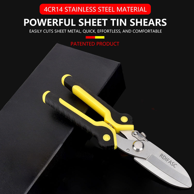 Heavy Duty Scissors Industrial, Tin Snips Heavy Duty,8 Inch Metal Shears,Multi-Purpose Metal Cutter with Comfort Grips,Metal Snips of Cable Wires,Thin Iron,Cardboard