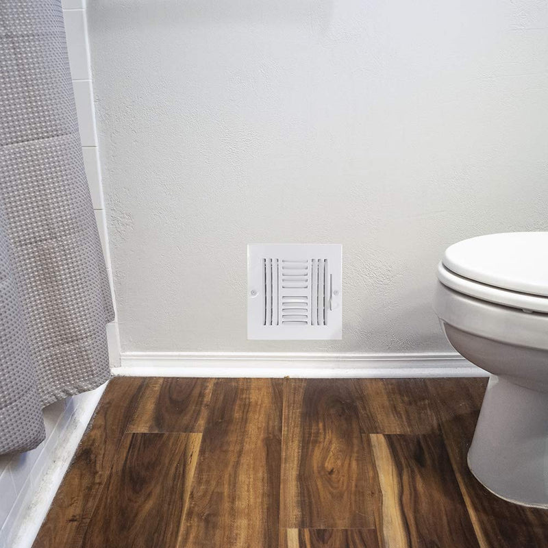 EZ-FLO 6 x 6 Inch (Duct Opening) Air Vent Cover for Wall or Ceiling, Four-Way Ventilation Register, Solid Steel HVAC Register Cover, White, 61617 6 in. x 6 in.