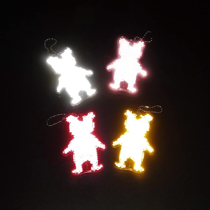 MFC PRO EN13356 Certified, Super Cute, 4 Colors, Bear-shaped, Scandinavian Walking Reflector Sign, Retroreflective, Key Chain, Bear shape - NewNest Australia
