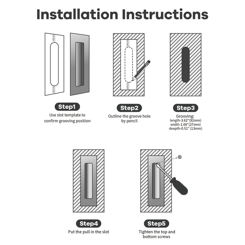 Lethato Brushed Silver Pocket Door Hardware, 6 Rectangular Recessed Flush Finger Pull Stainless Steel Sliding Door Handle for Closet Door Large Drawer Barn Doors - 3 Pack 3 Packs - Brushed Silver