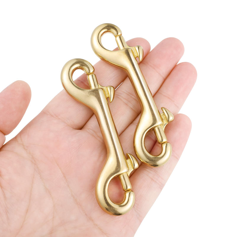 ibasenice Brass Double Ended Bolt Snap Hook: Double Sided Clips Heavy Duty Trigger Snap for Dogs Leashes,Handmade Bag,Keychains,Diving,2pcs 2Pcs