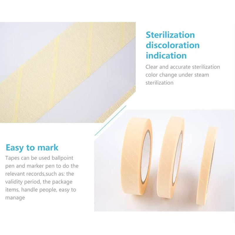 Autoclave Sterilization Indicator Tape Set for Beauty and Nails Salons/Tattoo and Dental Tool Cleaning Use, 1/2", 3/4", 1" Width, 55 Yards/Roll (1 Roll 1/2" Width) 1 Roll 1/2" width