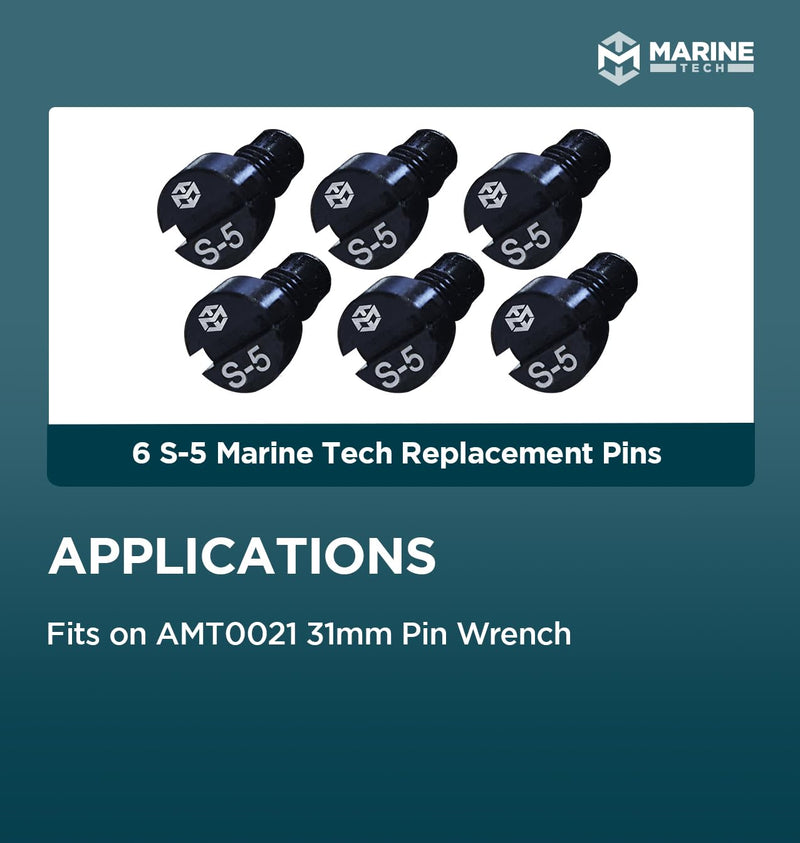 Marine Tech Tools Small 5mm Pins, S-5mm Replacement Pins for Mercury Optimax Pin Spanner Wrenches (AMT0021-31mm), 6 Pack, Mercury Outboard Tools, Hardened Steel Pins