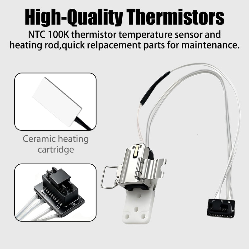 P2S Hotend Heating Assembly Kit for Bambu Lab P2S 3D Printers up to 2200℃ | Hightemperature Undergoing Safety For Over 3000 Hours,Zirconia Insulated Base Clip Quick Replacement