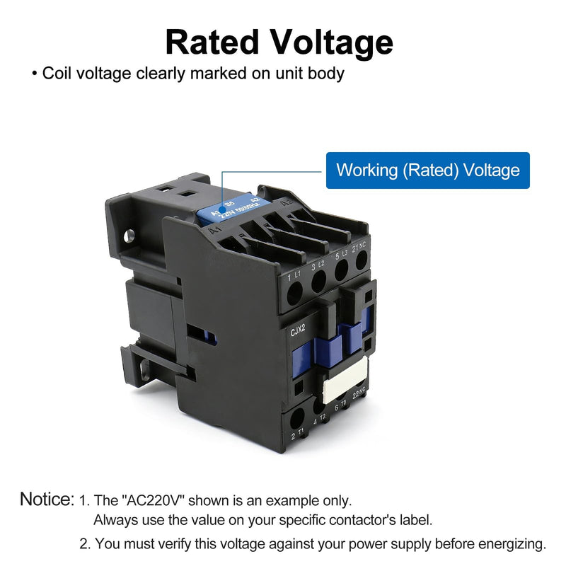 Baomain 3-Pole AC Contactor CJX2-0910 – 110VAC Coil, 3NO+1NO Auxiliary, 660V 3-Phase, DIN Rail Mount,for Motor Starters, Pumps, and Industrial Control Panels 1 AC 110V