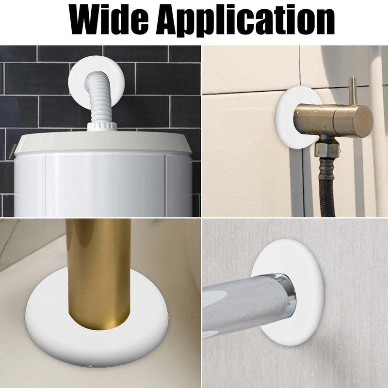 2pcs Round Wall Split Flange, 29mm Buckle Design Plumbing Cover Plates Self-Adhesive Faucet Escutcheon Plate ABS Pipe Flange Cover for Faucet Bathroom Kitchen Toilet (White)