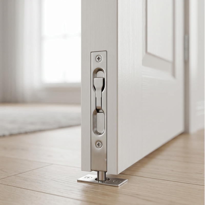 French Door Lock, 6 Inch Heavy Stainless Steel Flush Latch Bolts, Concealed Security Double Door Lock for Inactive Leaf, Double Door Opening and Composite Wood Double Dummy Door (4 PCS Silver) 4 PCS Silver