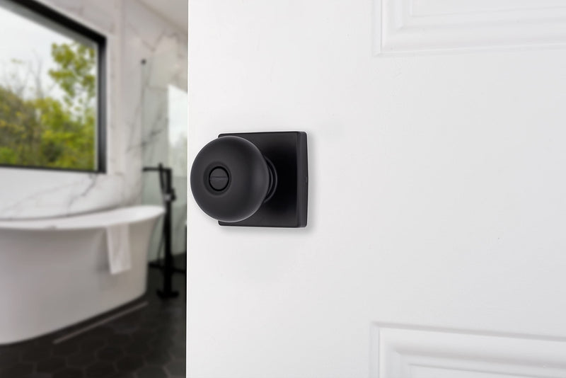 BRINKS – Contemporary Privacy Locking Interior Ball Door Knob, Matte Black - Designed for Sleek and Modern Homes and Blends Seamlessly with Interior Décor (E2436-122) (3 Pack) 3