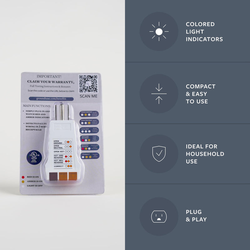 Outlet Tester for Grounding Products - Test Receptacles & Sockets for Proper Wiring - Simple Tool for Electrical Assessment