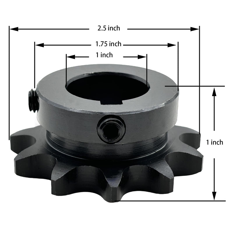 #50 Roller Chain Sprocket Type B 1 inch Bore 11 Tooth, Hardened Antirust 1045 Steel Drive Sprockets 50B11-1