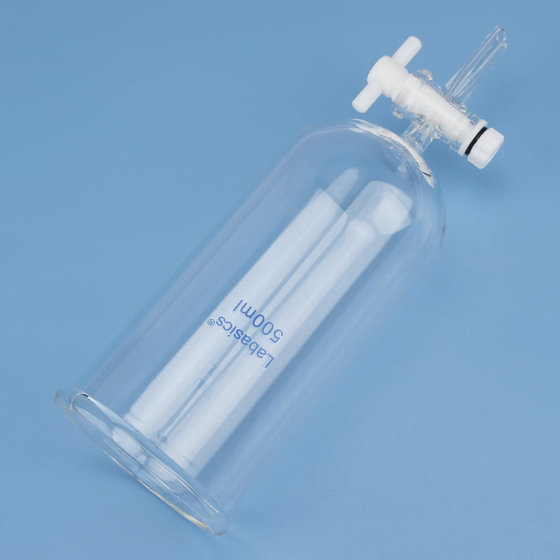 Labasics Dropping Funnel, Teflon Stopcock High Borosilicate Glass Top Opening Non-Graduated, for Precise Liquid Dispensing, 500 ml