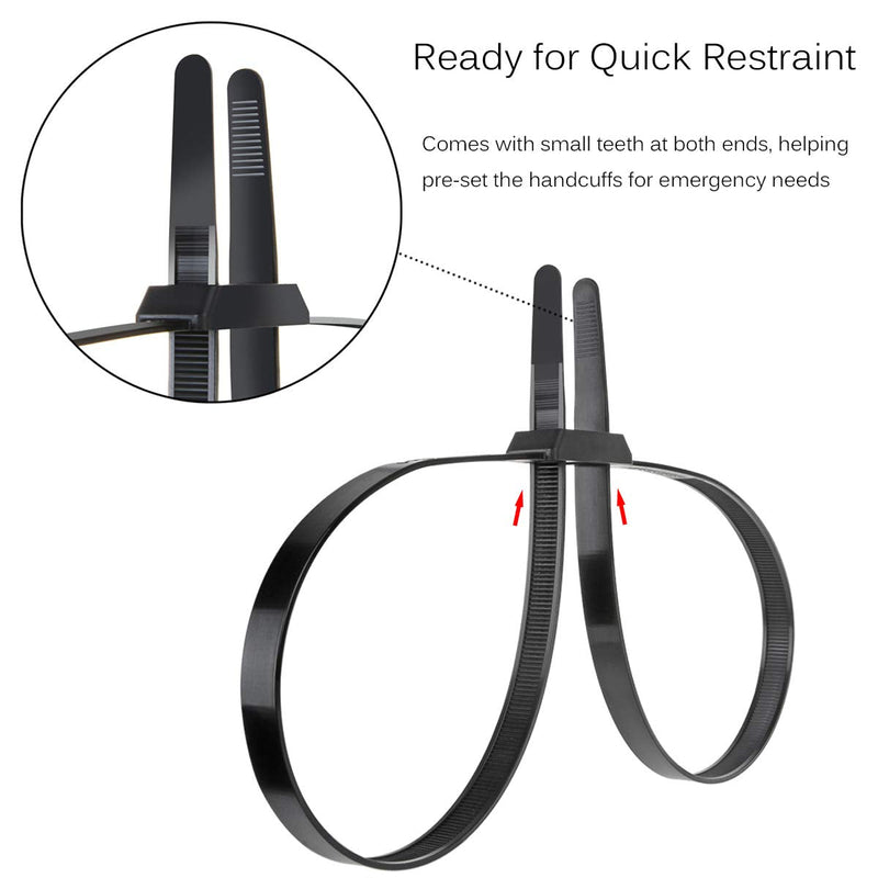 Length: 35.4” Flex Cuffs, 10Pcs Heavy Duty Zip Tie Handcuffs Restraint Disposable Police Nylon Double Cuffs with UV & Heat Resistant, 250 lbs Tensile Strength - Black