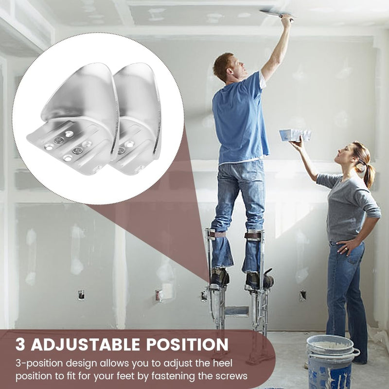 2 Pack Drywall Stilts Heel Bracket Replacement Kits, Stilt Heel Bracket Replacement Kit Aluminum Adjustable Part for Painting(Silver) Silver