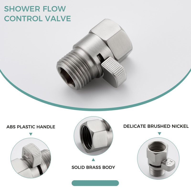 Shower Valve, Aomasi Brass Construction Water Flow Restrictor High Pressure Controller Universal Handheld Shower Hose Bidet Sprayer Switch with Lever Handle Brushed Nickel