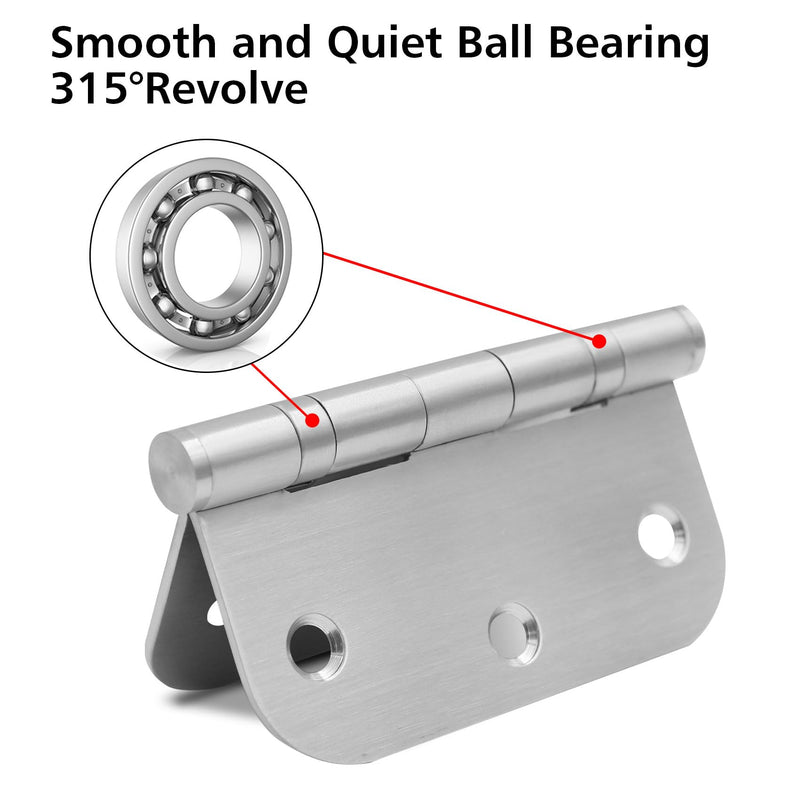 3 Pack 3.5 x 3.5 Inch Stainless Steel Door Hinges 3.5 x 3.5 Inch Silver Ball Bearing Door Hinges with 5/8 Radius Corners, 3 1/2 Inches Rounded Interior Hinge for Bathroom, Bedroom, Living Room