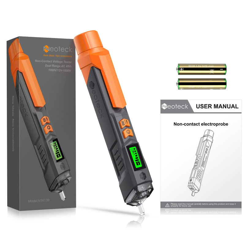 Neoteck Voltage Tester/Non Contact Voltage Tester 12-1000V/48-1000V Adjustable Sensitivity AC Voltage Detector Tester Pen Live/Null Wire Tester with LCD Display Buzzer Alarm Wire Breakpoint Finder