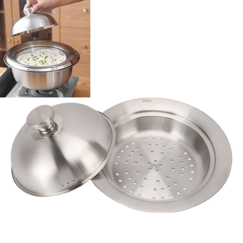 Food Steam Tray for Pot 304 Stainless Steel Flying Rustproof Multifunctional Steam Plate Noddle Drainer for Pot Kitchen Supplies